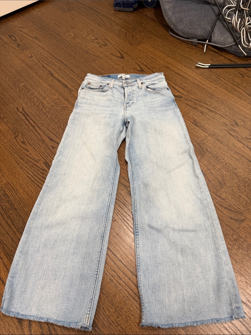 Re/Done Light Blue Wide Leg Jeans ankle length